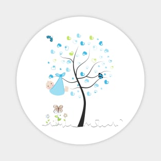 Baby shower greeting card. Baby boy. Made of heart tree Magnet